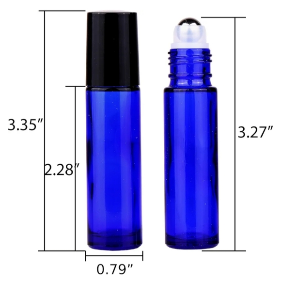 Set of 4 Cobalt Blue Glass Roller Bottles DIY Scents Oils Serums Retro Roll On - Picture 6 of 9